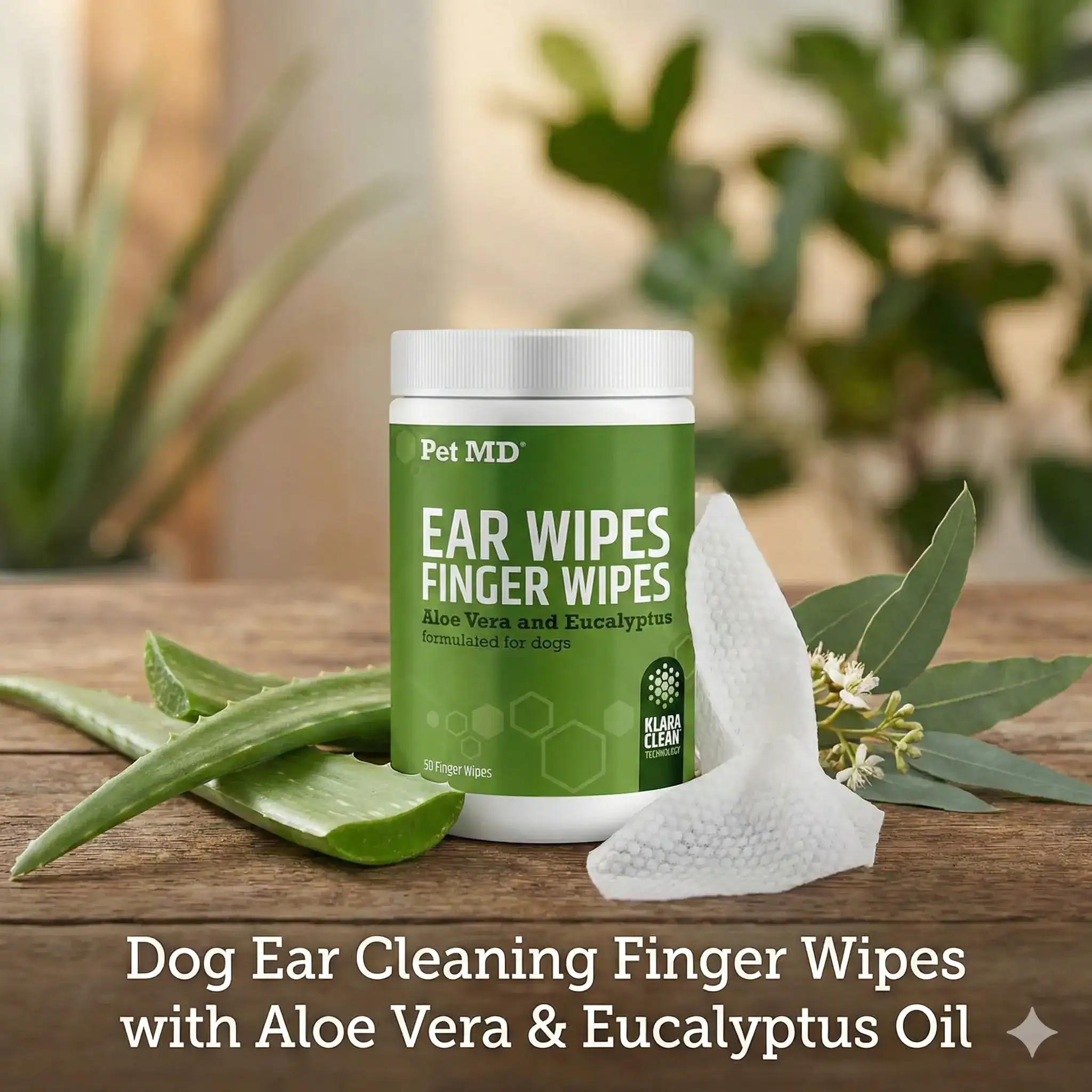 Dog Ear Cleaning Finger Wipes with Aloe Vera & Eucalyptus Oil