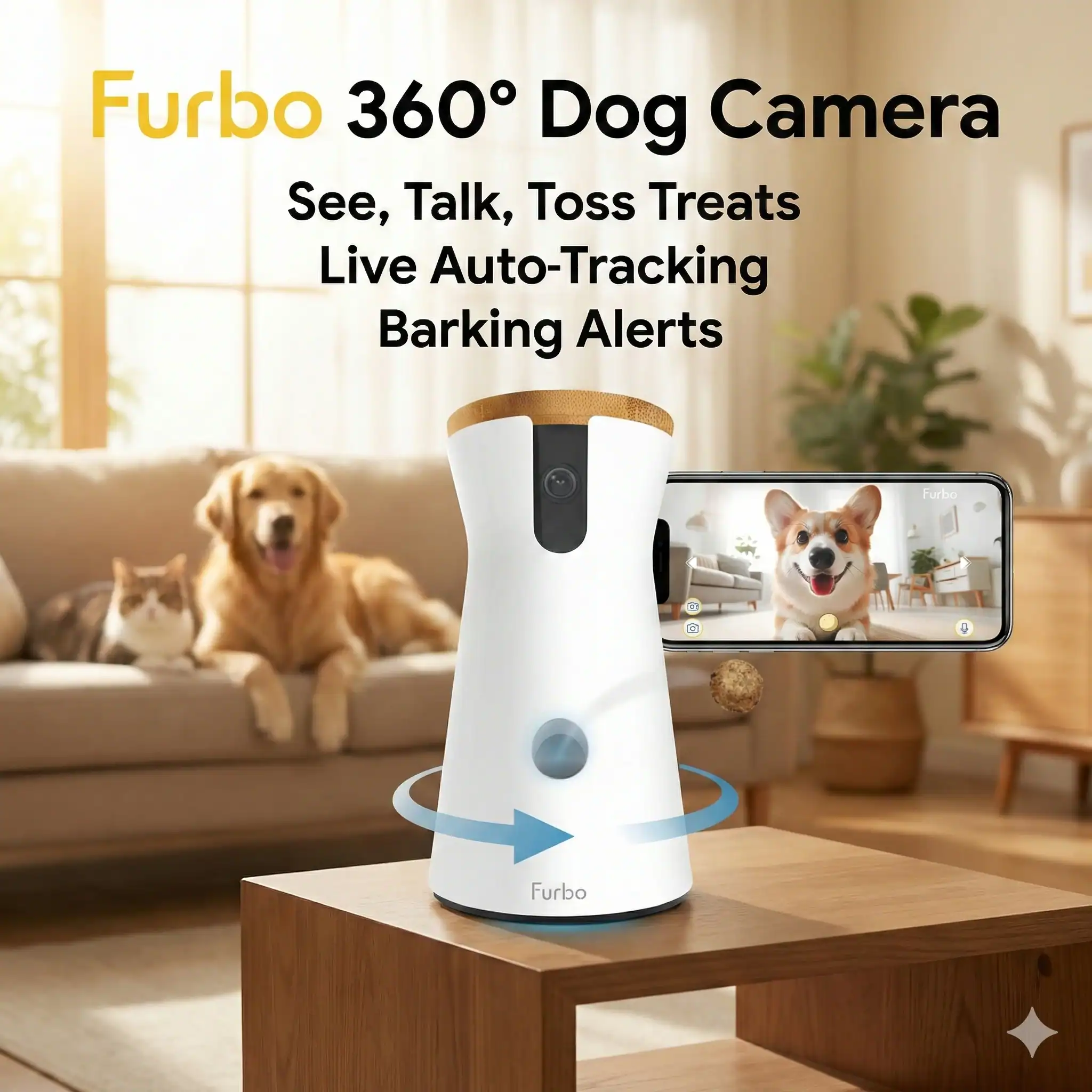 Furbo 360 Dog Camera for monitoring active sporting dogs indoors