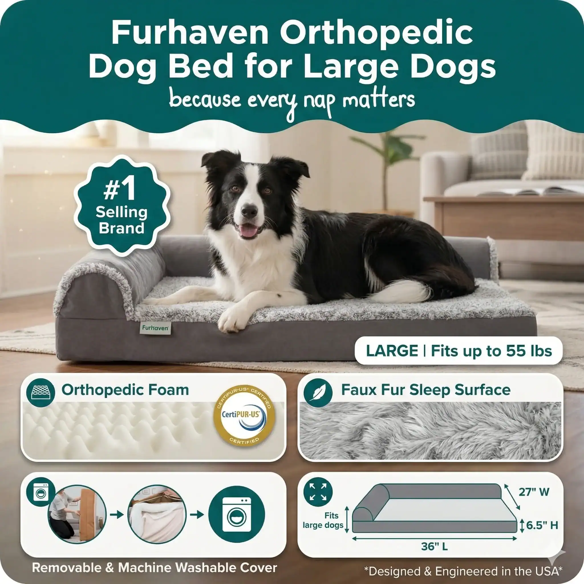 FurHaven Orthopedic Dog Bed Large