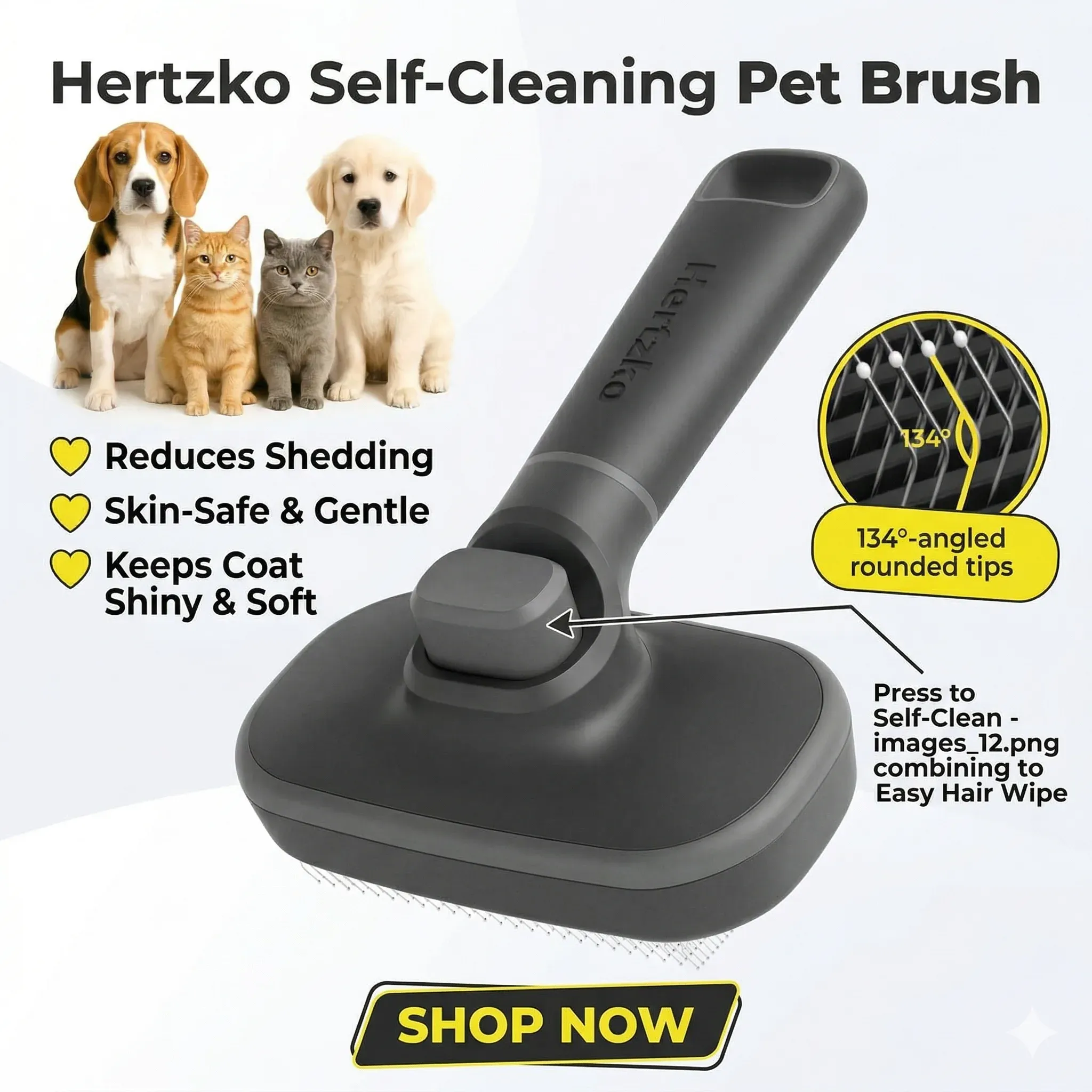 Hertzko Self Cleaning Slicker Brush