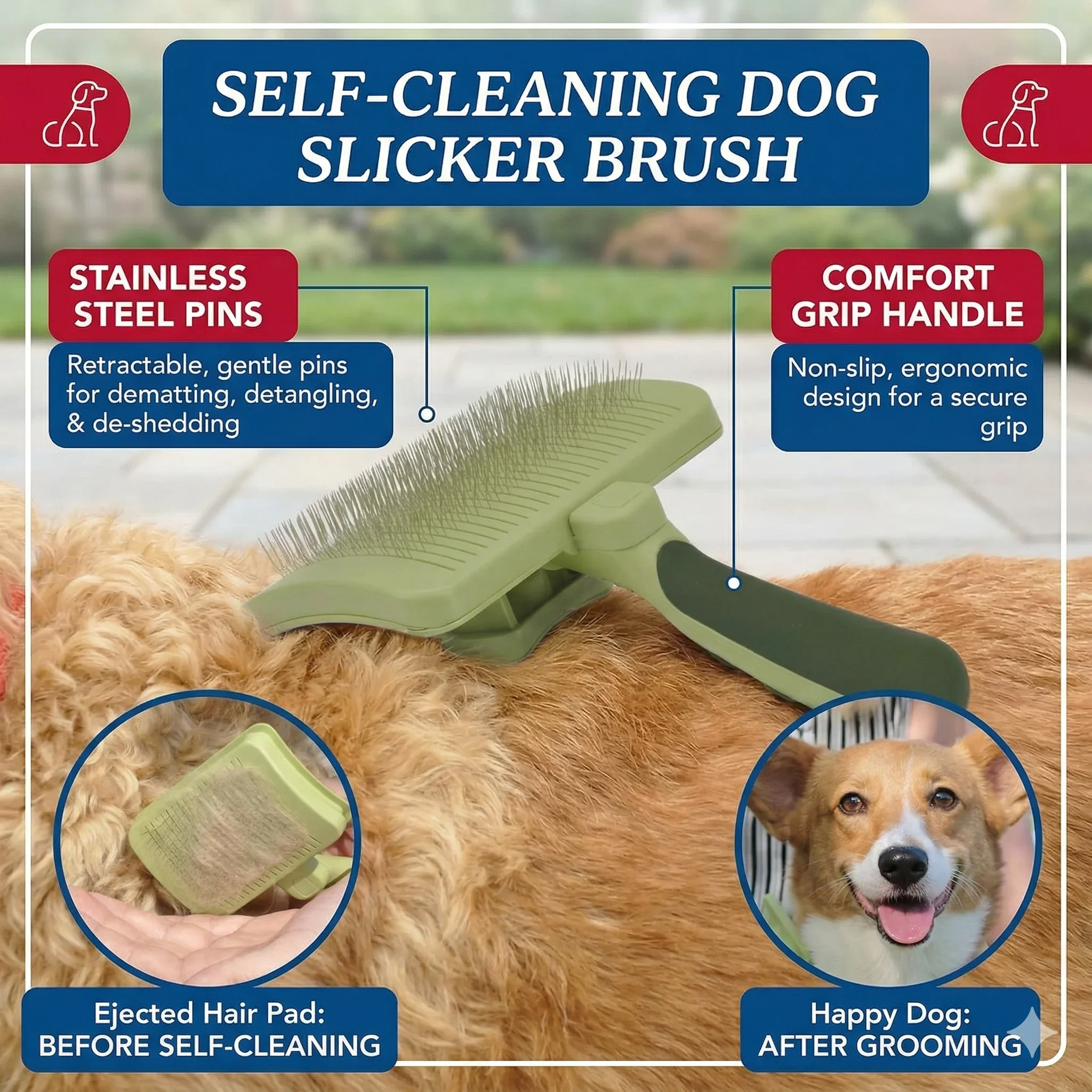 Safari Self-Cleaning Slicker Brush