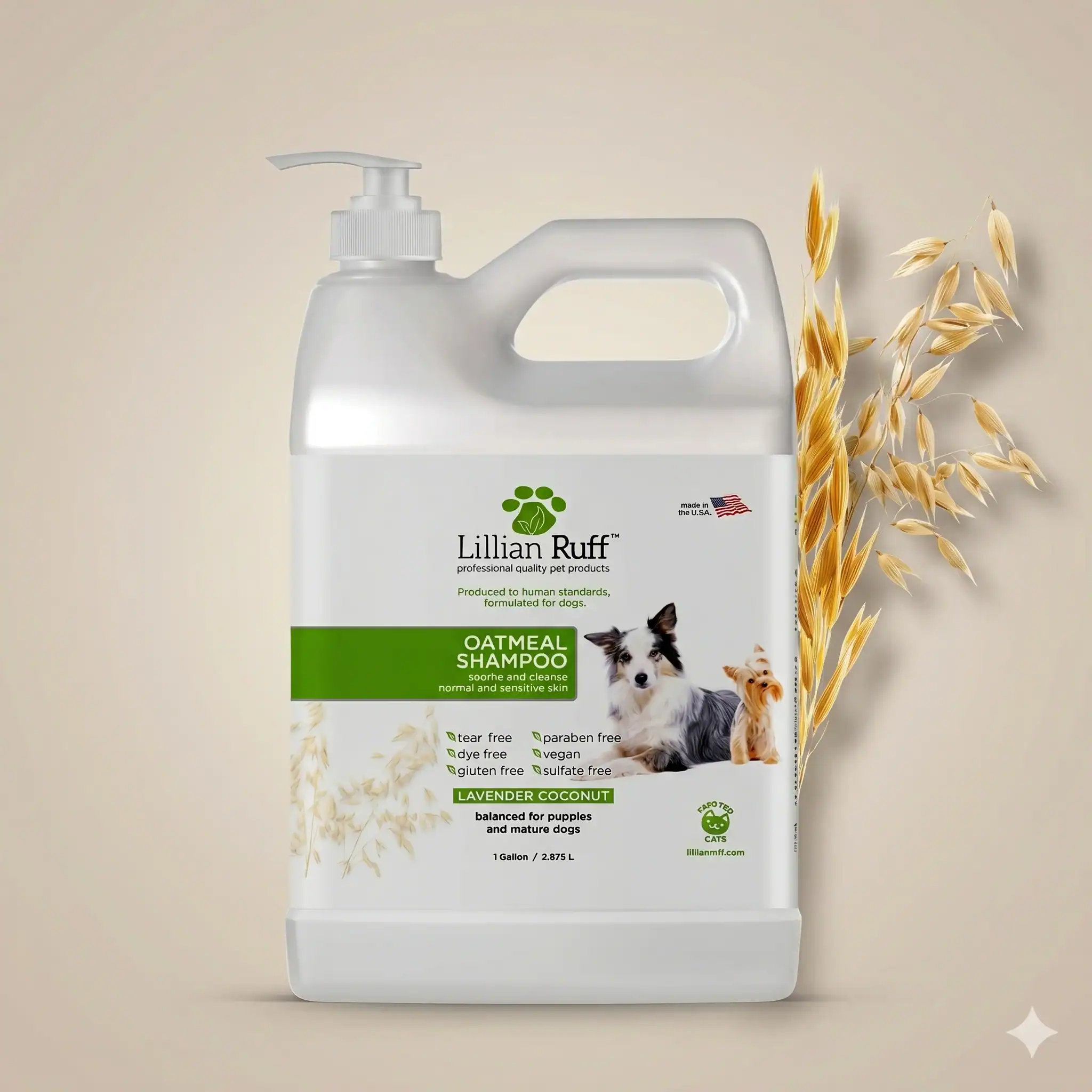 Lillian Ruff PRO Deodorizing Oatmeal Dog Shampoo